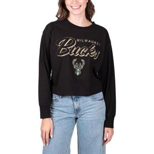 Ultra Game Women's NBA Super Soft Crop Top Pullover Sweatshirt (Medium, Black)