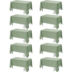 10-Pack Sage Green Tablecloths for Rectangle Tables, 60 x 120 Inches, Stain-Resistant Polyester Fabric for 6 Foot Tables - Washable Table Covers for Weddings, Birthday Parties, Events