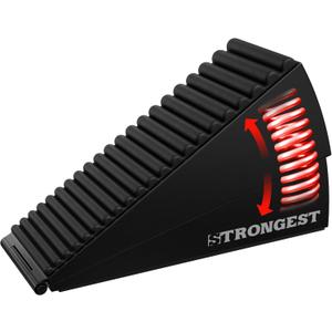 Strongest Home XL Adjustable Door Stopper with Spring Heavy Duty Wedge for Oversized, Thick & Heavy Doors, Anti-Slip Rubber Grip, for Commercial, Home & Outdoor Use on Carpet, Wood & Tile - Black