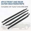 Window Weather Stripping Molding Trim Belt Compatible with Toyota Tundra 2000-2006, Outer Front and Rear Door Weatherstrip Window Seal Belt Replace# 75740-0C022 75730-0C022 75720-0C010 75710-0C010