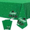 Tbsone Graduation Tablecloth 2026, 3 Pack Disposable Plastic Table Covers 54" x 108", Congrats Grad Party Supplies for College & High School Graduation (Green)