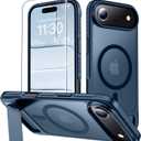 2 x MOZOTER for iPhone Air Case with Kickstand,[Compatible with MagSafe] [12FT Military Grade Protection] Slim Translucent Matte Shockproof Phone Case,6.5",Blue