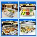 Salad bar Buffet Station for Home 6 Pan Countertop Food Serving Display Container With Clear Roll Top Cover,Cold Food Serving Trays for Party Buffet,Stainless Steel Buffet Server Condiment Tray