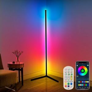 Corner Floor Lamp, 65” Color Changing LED Floor Lamp with Music Sync,Modern Mood Lighting Corner Lamp with Remote & App Control, Creative DIY Mode & Timing,RGB Floor Lamp for Living Room Gaming Room