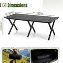 Roll-Up Camping Table - Aluminum Low Folding Tables for Outdoor Travel Grill - Portable Picnic Table Foldable for Sitting on The Floor Beach -Black