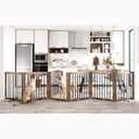 Vantas 144" x 30", No-Assembly Wooden Dog Gate with Door, Brown