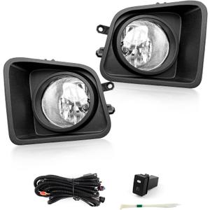 Fog Light for 2014 2015 2016 2017 2018 2019 Tundra with H16 12V 19W bulbs Wiring Harness& Switch Clear Lens Front Bumper Lamps Assembly