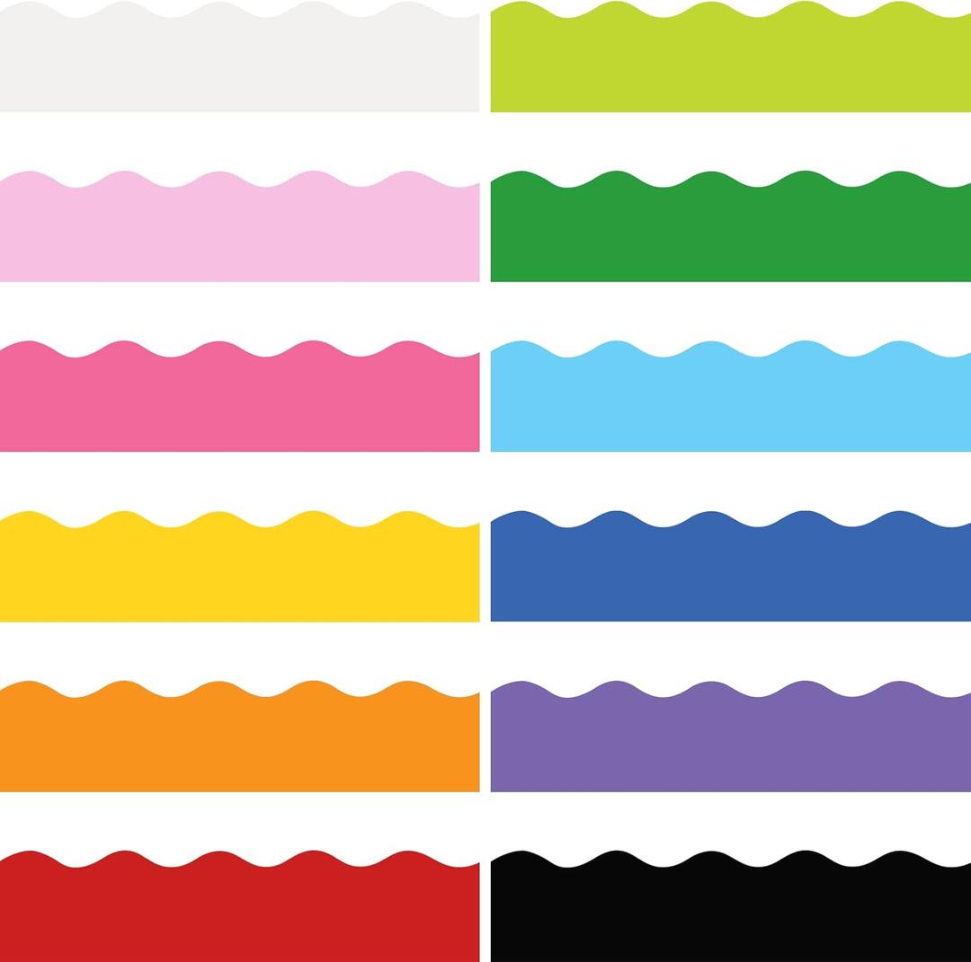 Containlol 236ft Colorful Bulletin Board Borders Set, Classroom Decoration, Scalloped Classroom Borders for Bulletin Board for Chalkboard Whiteboard Poster Decor