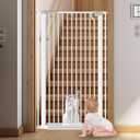 51.18" Extra Tall Cat Gate for Doorway,29.5"- 32.6" Wide Auto Close Tall Pet Gate No Drilling Pressure Mounted for Hallway Kitchen,White
