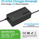 29.4V 3A/5A Charger with 6-in-1 Plug for 36V Lithium Battery Such as Car Truck Lawn Mower Boat Marine Batteries (29.4V5A)
