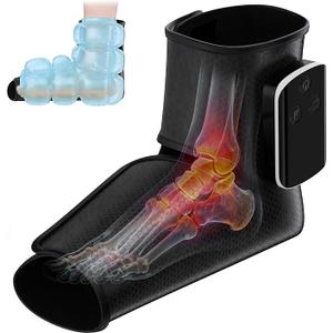 WBHLDM Portable Air Compression Ankle and Foot Massager with Heat for Pain Relief and Circulation, Smart Timer, Cordless Foot Massager for Neuropathy, Gifts for Mom Dad Men Women (Size 6 to 10,1PC)