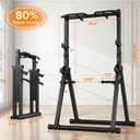HOTCAMP 700LBS Foldable Power Tower Pull Up Bar - Multi-function Power Tower Dip Station with Adjustable Height for Home Gym, Portable Free Standing Strength Training Equipment for Indoor & Outdoor (Black)