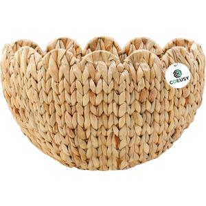 Coeusy Scalloped Wall Basket,Boho Wall Decor Basket,Big Wicker Hanging Baskets for Nursery,Door,Plants,Mail,Natural Water Hyacinth