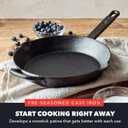 GreenPan x Bobby Flay 10 Cast Iron Pre-Seasoned Skillet with Helper Handle, Professional Grade Heavy Duty, Induction, Pour Spouts, Versatile Stovetop, Oven, BBQ Grill Fire, Indoor/Outdoor Use, Black