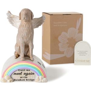 Storieme Loss of Dog Sympathy Gift: Hand-Painted Rainbow Bridge Pet Memorial Figurine Gifts for Dog Mom Lover - Healing Decor Until We Meet Again (Medium)
