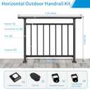 Upgrade Horizontal Deck Railing Kit, 40" H x 48" W Black Heavy Duty Wrought Iron Outdoor Guard Fence Handrail, Flat Hand Rails for Porch, Balcony, Patio, Deck and Other Outdoor/Indoor Spaces