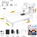 Magicfly Mini Sewing Machine with Extension Table, Dual Speed Portable Sewing Machine for Beginners with Light, Sewing Kit for Household Use, White