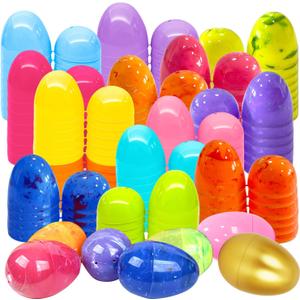 Aviski 84Pcs 3.15" Large Iridescent Marble Easter Eggs Golden Eggs for Kids Basket Bag Stuffers Fillers, Easter Hunt Game, Toys Filling Treats and Easter Theme Party Favor
