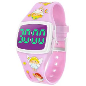 SKYROKU Potty Watch for Toddler Girls  Magnetic Charging, 5 Timing Modes, Ultra-Long Standby, Cute Angel Pattern, Music & Flash Reminders, Silicone Strap, Large Dial for Easy Use (Pink-White)