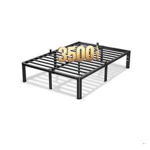 18 Inch Queen Bed Frame, 3500Lbs Heavy Duty Metal Platform with Round Corner Legs Mattress Slide Stopper, Steel Slat Support No Box Spring Needed, Noise Free, Non-Slip, Easy Assembly
