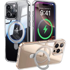 CASEKOO Ultra Magnetic for iPhone 16 Pro Max Case with Invisible Stand [Compatible with MagSafe] [16FT Military-Grade Protection] Phone Grip Transparent Slim 16 Pro Max Cover 6.9'', Clear