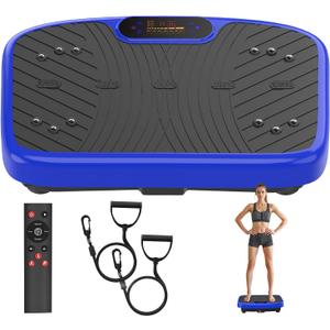 Vibration Plate Exercise Machine, Vibration Plate Platform for Lymphatic Drainage, 200 Adjustable Speeds Power Shaping Vibrating Plate Helps Weight Loss, Shaping, Max Weight 450 Lbs (Blue)
