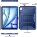 Soke Case for iPad Air 11-inch M4/M3/M2 (2026/2025/2024), iPad Air 5th/4th Generation 10.9 (2022/2020), with Built-in Screen Protector and Kickstand, Rugged Full Body Protective Cover - Navy