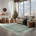 6x9 Area Rugs Washable Rugs for Bedroom,Faux Wool Moody Floral Boho Vintage Oriental Indoor Carpet for Living Room,Hunter Forest Green