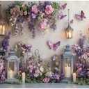 Elegant Flower Wall Backdrop Floral Butterfly Candle Photography Background Baby Bridal Shower Wedding Girl Birthday Party Banner Room Decor Portrait Photoshoot Wallpaper Photo Booth