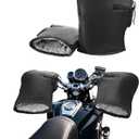 XGOPTS Universal Motorcycle Handlebar Gloves Muffs Winter Waterproof Windproof Leather ATV Motorbike Hands Warmers Thermal Snowmobile Scooter E-Bike Cycling Handle Grip Gloves with Reflective Strip (standard/ black)