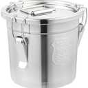DYNAMI 304 Stainless Steel Containers With Lid,202oz Airtight Flour Container for Kitchen,5-10lbs Metal Airtight Canisters Milk Jug Coffee Bean Cookies Canisters w/Locking Clamp (6L/1.6Gal)