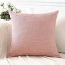 OTOSTAR Linen Throw Pillow Cover Set of 1 Decorative Square Pillowcases Cushion Covers 16x16 Inch for Home Decor Sofa Bedroom Car 40 x 40CM Pink