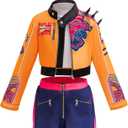 Coolproud Kpop Costume Kids,Girls Halloween Cosplay Costumes 3PSC Set Include Jacket T-Shirt Shorts, 150