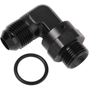 8AN Male Flare to 8AN -8 ORB O-ring Boss 90 Degree Swivel Fitting Adapter Aluminum Black