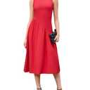 ZTC Elegant Summer Sleeveless Dress for Women, Casual A-line Midi Dress with Ruffle Hem, Perfect for Outdoor Cocktail Red M