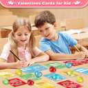 Valentines' Day Gifts Cards for Kids, 24 Pack Heart Squeeze Balls with Greeting Cards for Kids Classroom Exchange Prizes, Stretchy Toy Balls Bulk Gift, Squeeze Relief Fidget Toys for Party Favor