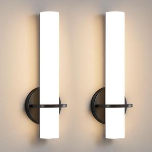Wall Sconce Light - 15 inch Modern Black Bathroom Light Fixtures Wall Sconces Set of Two Dimmable LED Sconce Lighting, 15W 3000K Wall Light with Acrylic Shade for Bedroom Stairway Living Room