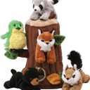Plush Treehouse with Animals - Five (5) Stuffed Forest Animals
