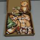 FYSUIMU 12Pcs Woodland Animal Table Centerpiece Forest Animal Wood Tabletop Detachable Sign Rustic Tiered Tray Decor for Baby Shower Gender Reveal Birthday Photo Props Party Favor Supplies