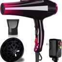 Mannice Hair Dryer, 3500 Watt Professional Salon Ionic Blow Dryer with AC Motor, 3 Heat Settings, 2 Speeds, Cool Shot Button, Tourmaline Ceramic, Concentrator & Diffuser Attachments, Purple, 110V