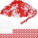 Geelin 200 ft Plastic Chain Link Safety Barrier Chain Weatherproof Lightweight Safety Link for Crowd Control Queue Line Parking Driveway Decoration(Red White)