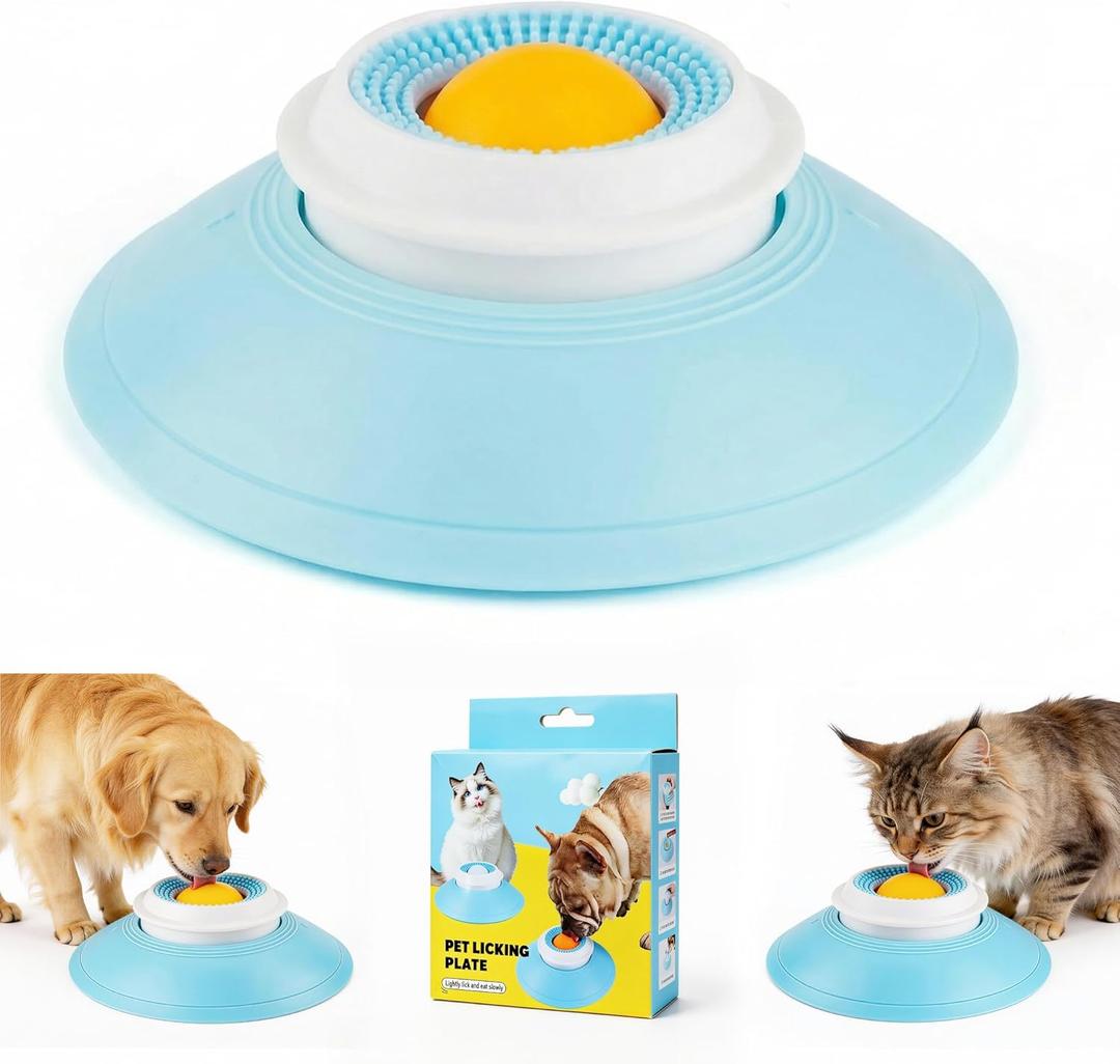 Dog Lick Bowl,Lick Bowl for Dogs Slow Feeder Dog Bowls for Liquid Food Treat,Lick and Roll Bowl for Dogs Anxiety Relieving Dog Lick Bowl with Ball,Snack Dispenser Non-Slip Pet Toys for Dogs Cats (Blue)