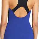 baleaf Women's Racerback Athletic One Piece Modest Bathing Suit (Medium, Navy Blue/Black)