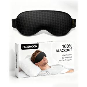 Blackout Sleep Mask: Weighted Eye Mask for Men Women - 3D Contoured Zero Pressure and Eyelash Free - Airplane Travel Nap Night Sleeping Blindfold - Adjustable Ear-Friendly Breathable Comfortable Black