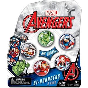 JA-RU Marvel Avengers Bouncy Superballs Super Hi Bounce 1.2" (Pack of 1, Count of 5 Balls) Hulk, Thor, Cap America & Friends Fidget Balls Small Toys for Kids Prize Giveaways Gift Birthday Supplies B-6805-1