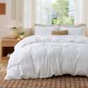 Bedsure Duvet Cover Full Size - Soft Double Brushed Bedding Set for Kids & Adults, Zipper Closure, 3 Pieces, Includes 1 Duvet Cover (80"x90") & 2 Pillow Shams, NO Comforter, White