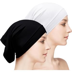 Loopeer 2 Pcs Hijab Undercaps No Slip for Women Islamic Muslim Hijab Cap Scarf for Turban Tube Neck Cover