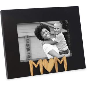 Isaac Jacobs Black Wood Sentiments Mom Picture Frame, 4x6 inch, Photo Gift for Mother, Family, Display on Tabletop, Desk (Black)
