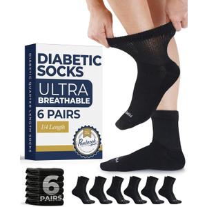 Pembrook Knit Diabetic Socks for Men & Women - 6 Pairs, Wide Non Binding Neuropathy Socks for Women, Smooth Toe Seams Medium