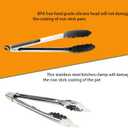 Kitchen Tongs with Silicone Tips,Tongs for Cooking Heat Resistant 600 Degrees Stainless Steel Locking Tongs,Black Set of 3-7", 9" and 12"